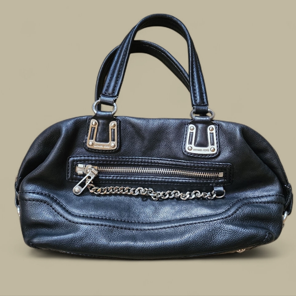 EUC Michael Kors Pebble Leather Chain Zip Satchel Bag Purse